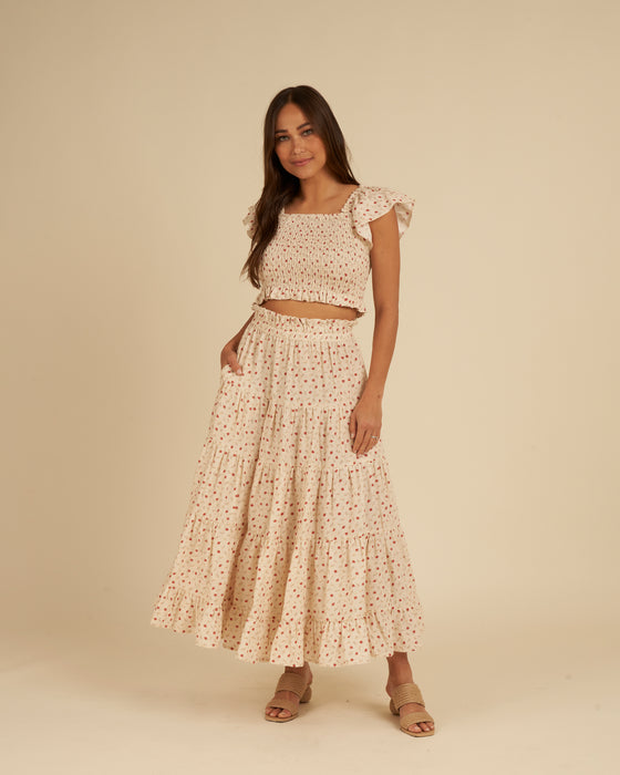 Ruffle Tiered Maxi Skirt - Strawberry Fields