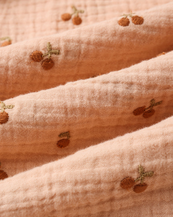 WOMEN'S FRANCESCA DRESS CHERRY EMBROIDERY - MELON