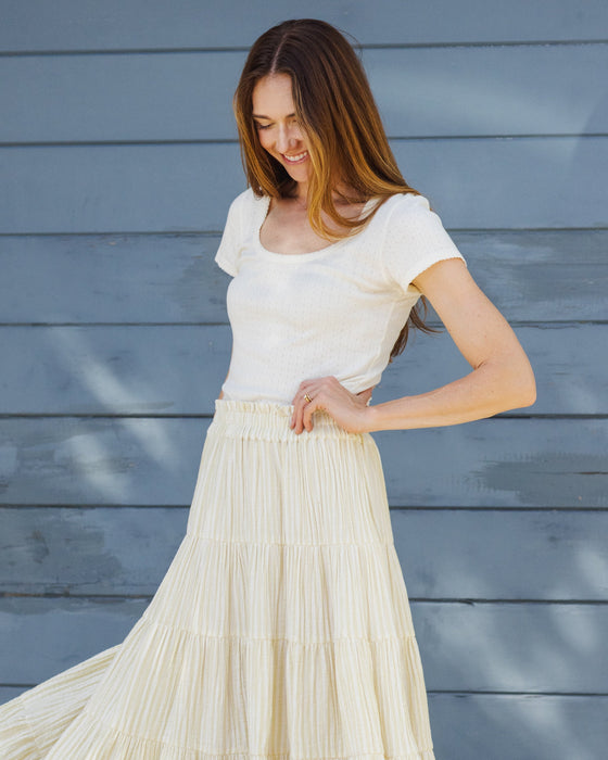 WOMEN'S POINTELLE TEE IVORY