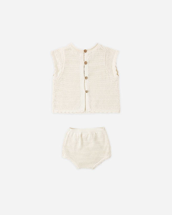 Scallop Knit Baby Set - Natural