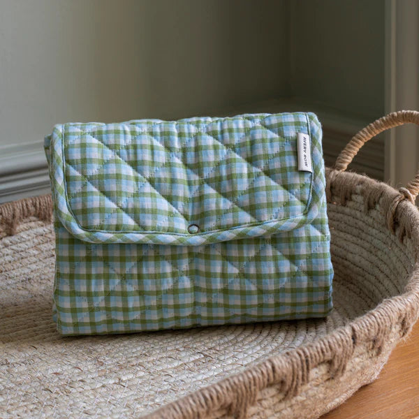 Travel Changing Mat - Green Gingham