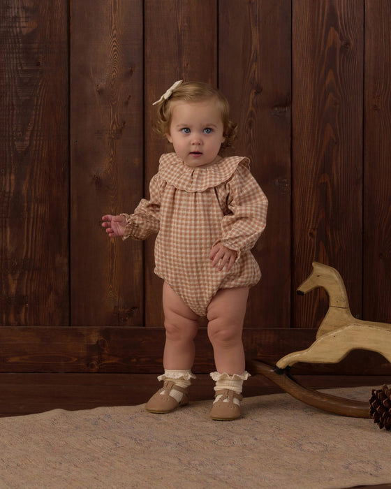 Colette Romper Fawn Gingham