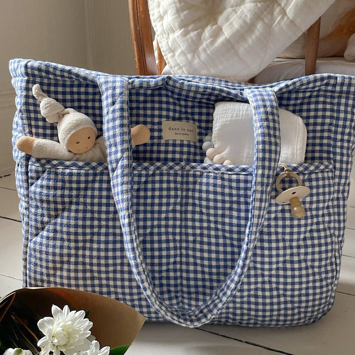 Organic cotton diaper bag - Gingham collection: Navy
