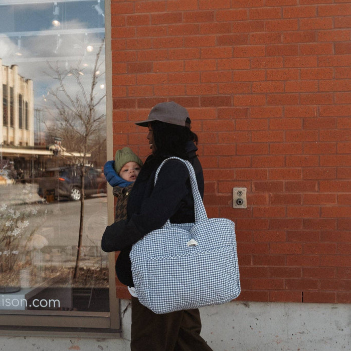 Organic cotton diaper bag - Gingham collection: Navy