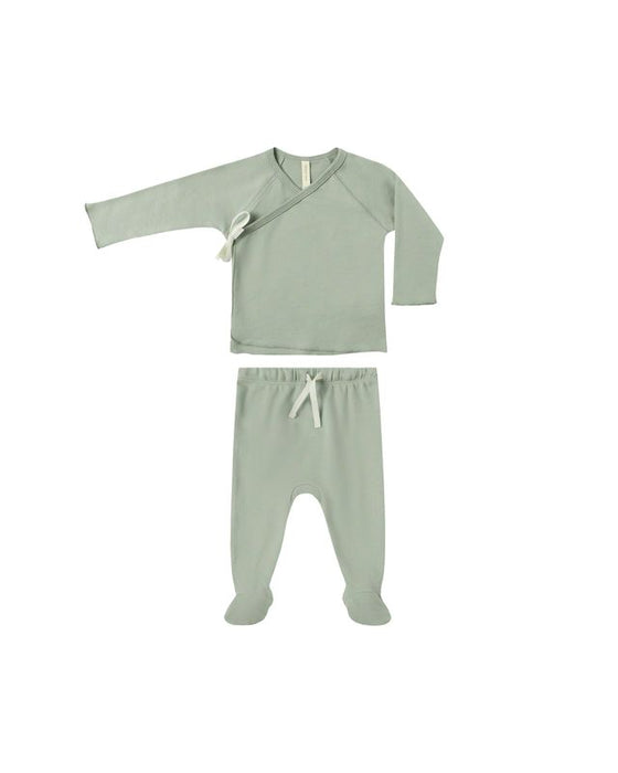 Wrap Top + Footed Pant Set