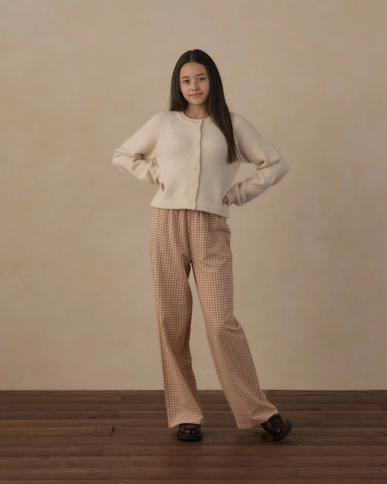 Teen Wide Leg Pant Fawn Gingham