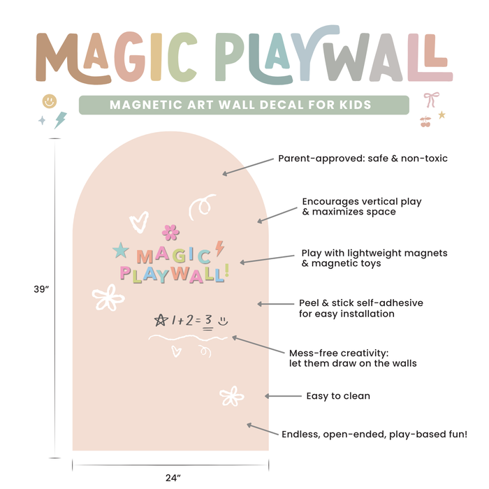 Magic Playwall - Arch Magnetic Wall Decal for Kids: Petal Pink