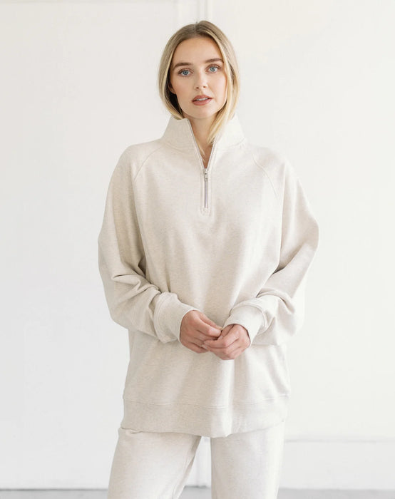 Not Your Boyfriend 1/2 Zip - Oatmeal