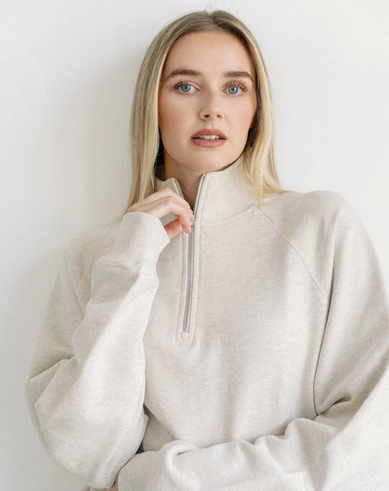 Not Your Boyfriend 1/2 Zip - Oatmeal