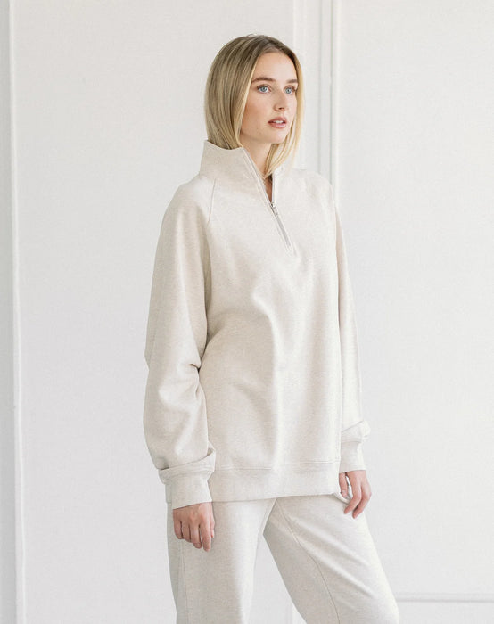 Not Your Boyfriend 1/2 Zip - Oatmeal