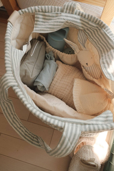 Organic cotton diaper bag - Striped collection: Yellow