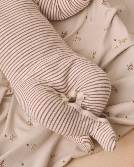 Baby Footie Cocoa Microstripe