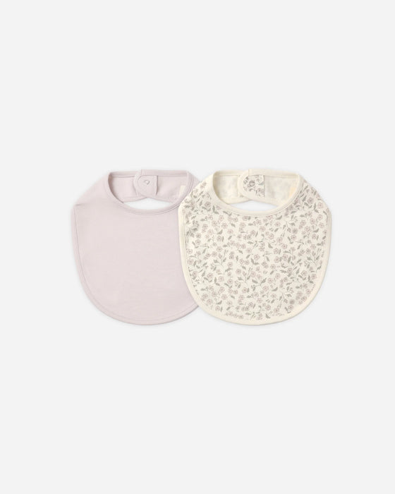 Jersey Snap Bib, 2 Pack Floret, Lilac Mist
