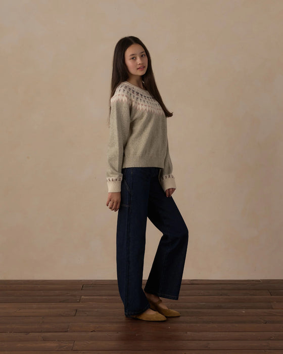 Teen Fair Isle Sweater Sage