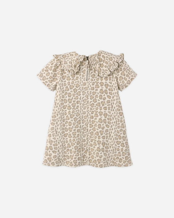 Collared Denim Mini Dress Leopard