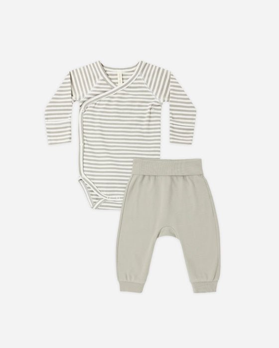 Side Snap Bodysuit + Pant Set Laurel Stripe