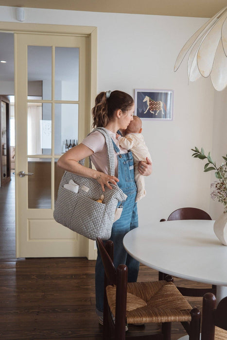Organic cotton diaper bag - Gingham collection: Navy
