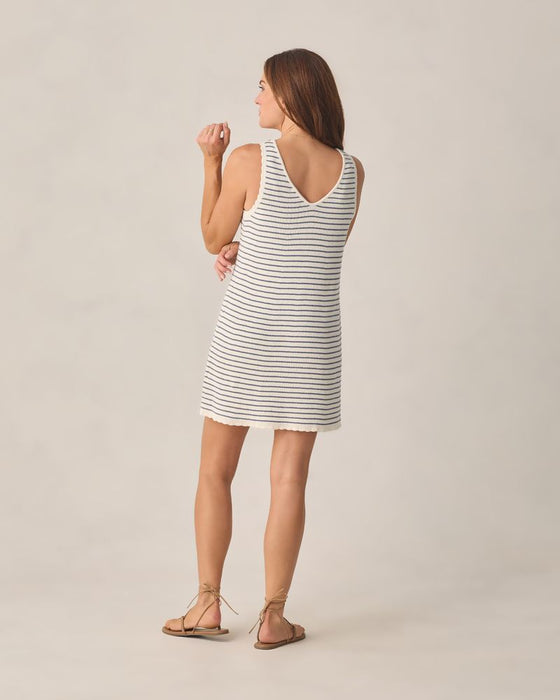 Crochet Tank Mini Dress - Marine Stripe