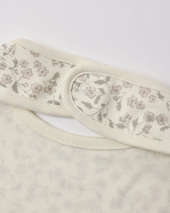 Jersey Snap Bib, 2 Pack Floret, Lilac Mist