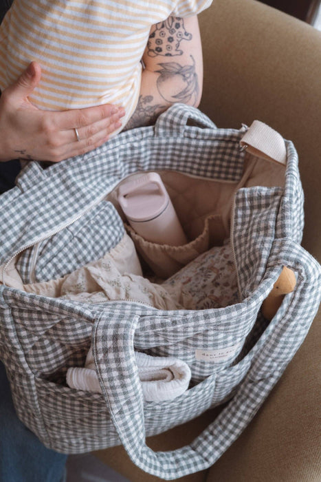 Organic cotton diaper bag - Gingham collection: Navy