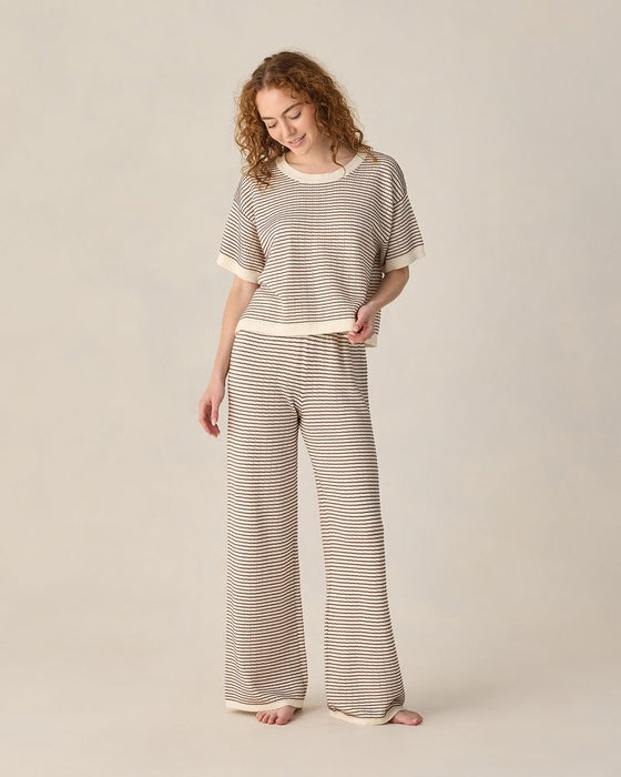 Knit Wide Leg Pant - Chocolate Stripe