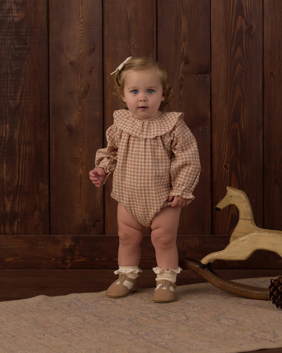 Colette Romper Fawn Gingham