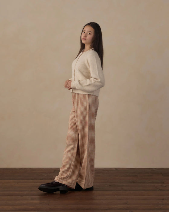 Teen Wide Leg Pant Fawn Gingham