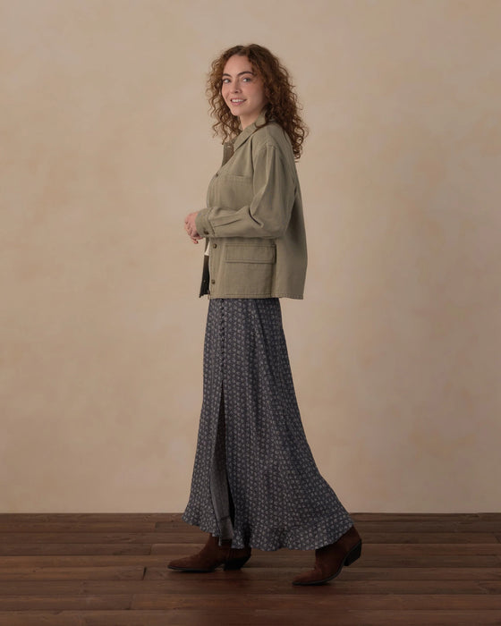 Women's Button Slit Skirt Heart Ditsy