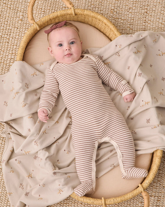 Baby Footie Cocoa Microstripe