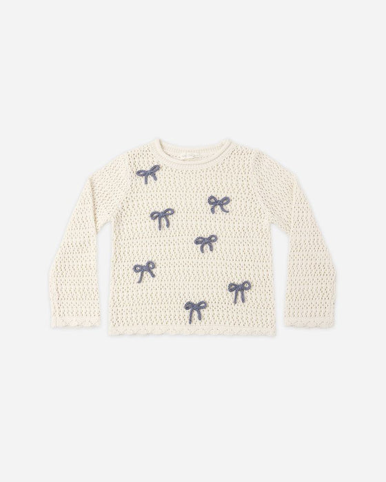 Crochet Knit Pullover - Bows