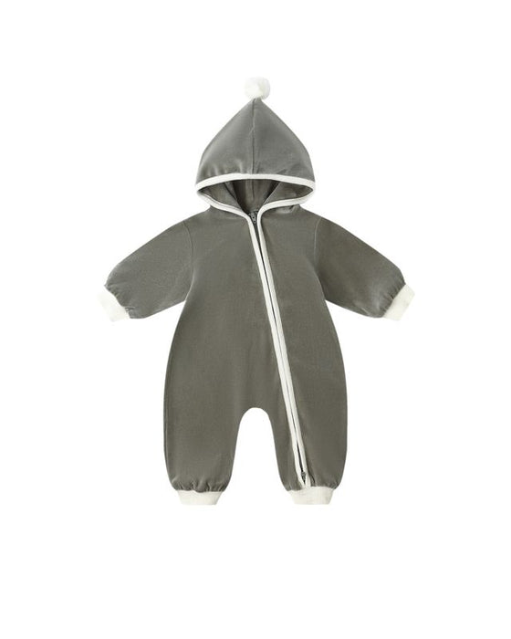 Velour Zip Jumpsuit || Forest