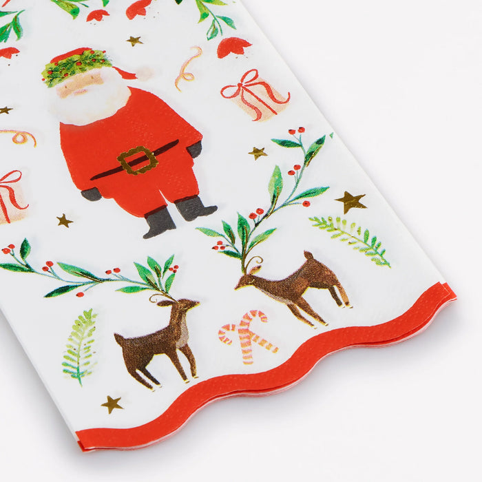 Foliage Santa Patterned Guest Paper Towels (x 16)