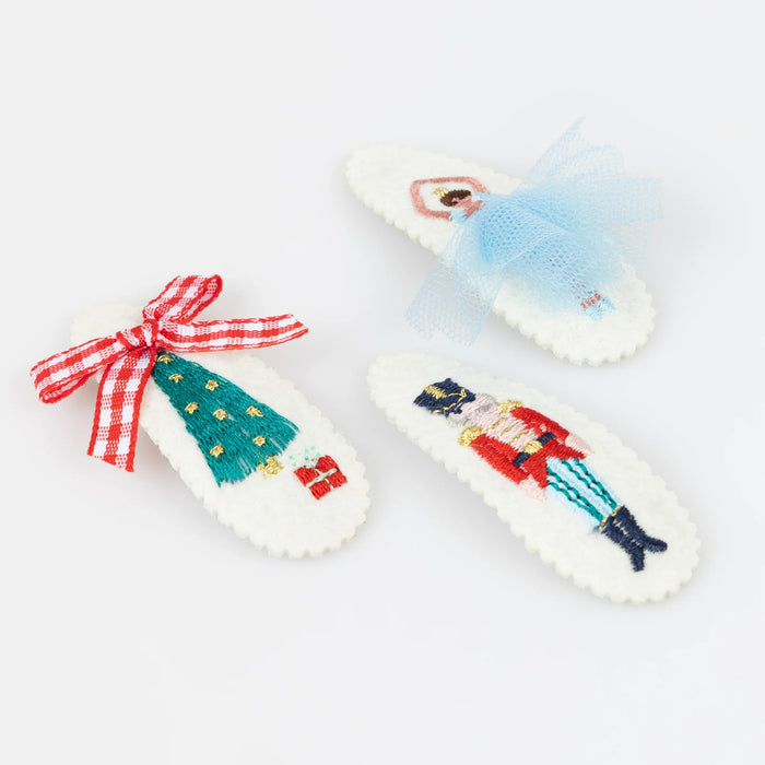 Embroidered Nutcracker Hair Clips (x 5)