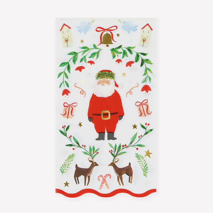 Foliage Santa Patterned Guest Paper Towels (x 16)