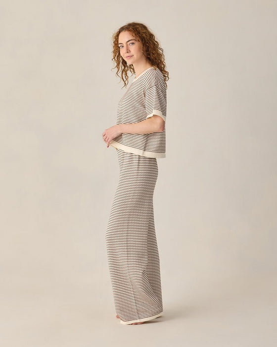 Knit Wide Leg Pant - Chocolate Stripe