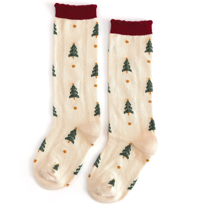Tree Farm Scallop Knee High Socks