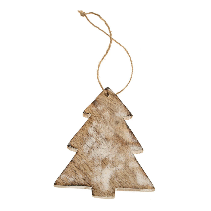 Wooden Tree Ornament Whitewash