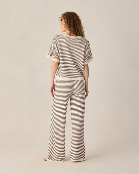 Knit Wide Leg Pant - Chocolate Stripe