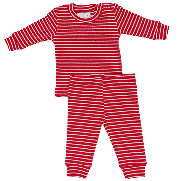 Red + White Ribbed 2 Piece Holiday Set