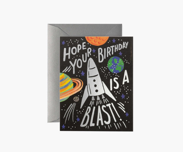 Blast off birthday card