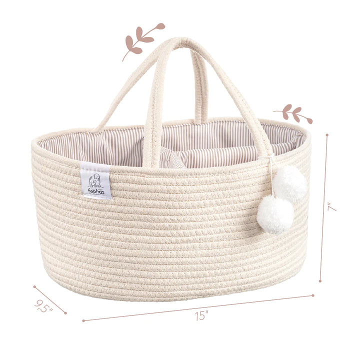 Cotton Rope Diaper Caddy | Off-White