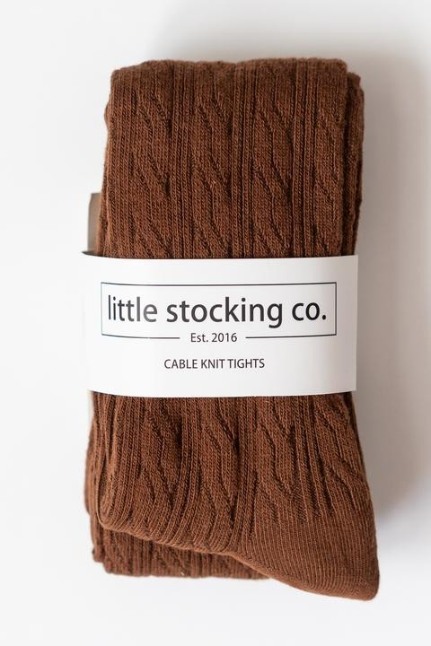 Chocolate Cable Knit Tights — Thistle & Wren