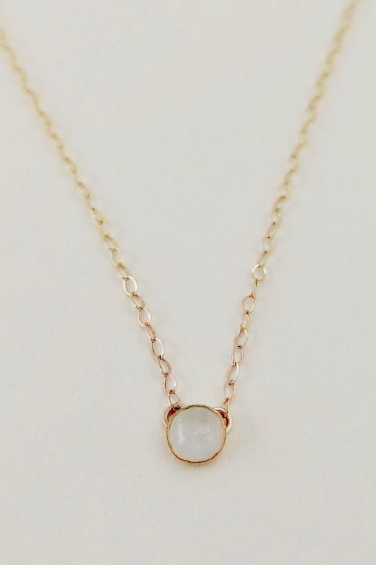 Solitaire Gold Necklace: Moonstone