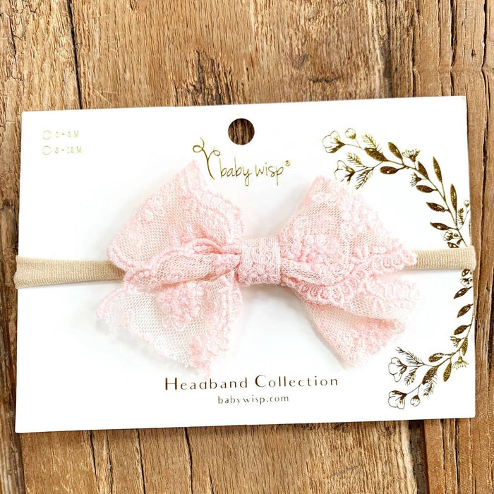 Lace Tied Bow - Light Pink