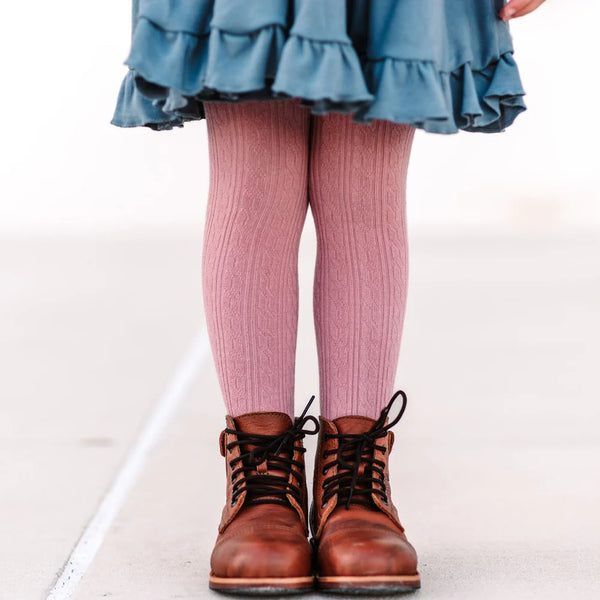 Dusty Rose Cable Knit Tights