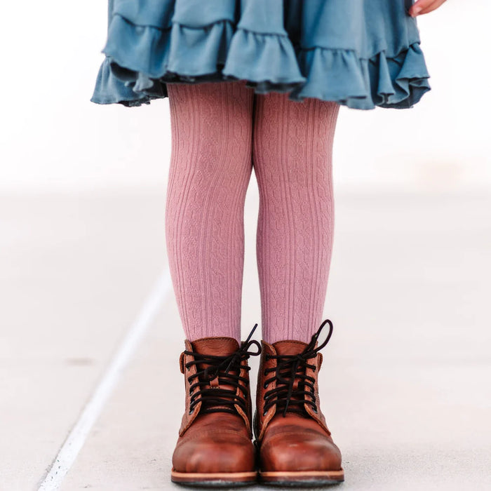 Dusty Rose Cable Knit Tights — Thistle & Wren
