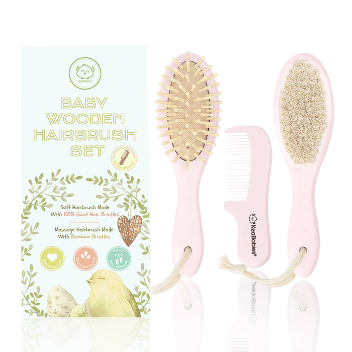 KeaBabies Baby Hair Brush and Comb Set (Blush)