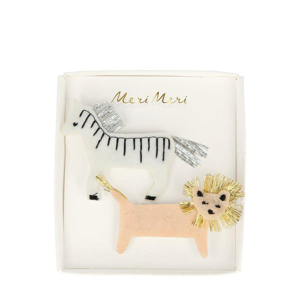 Zebra and Lion Hair Clips